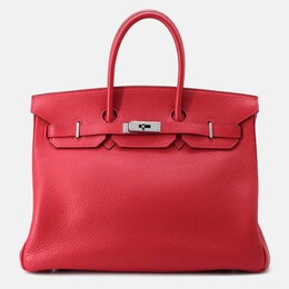Hermes: Красная сумка-шоппер  Birkin 35