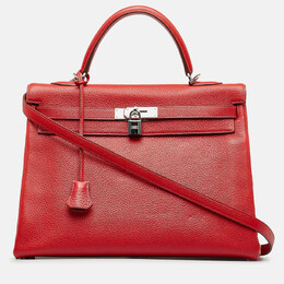 Hermes: Красная сумка на руку  Kelly 35